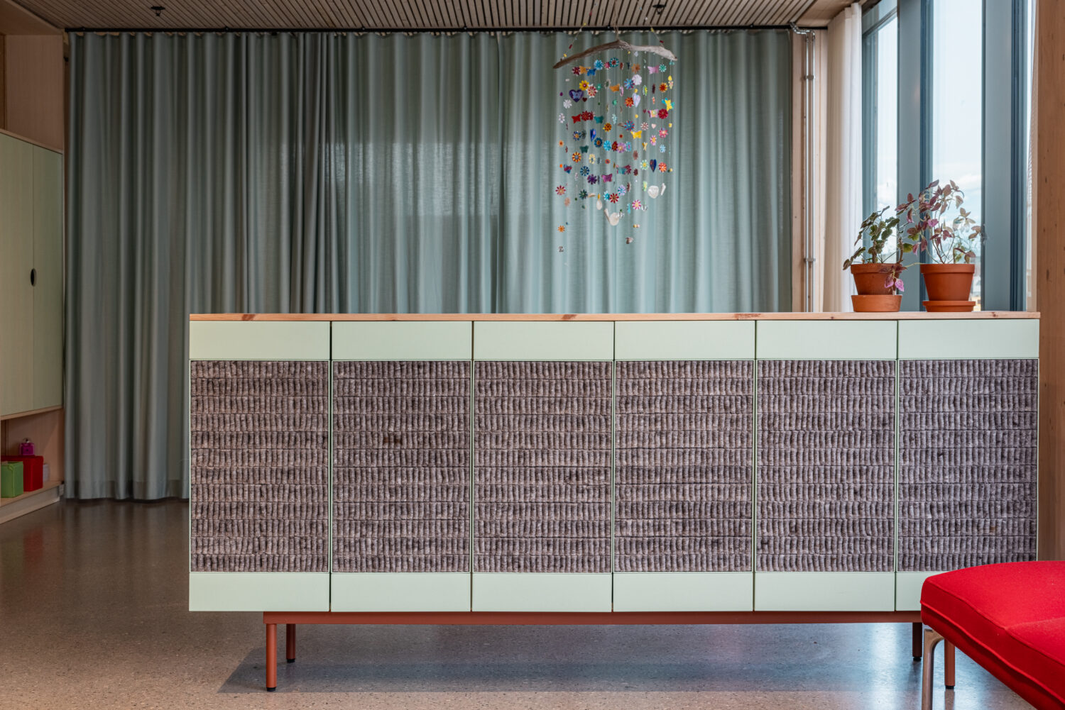 interior furniture with wool acoustic absorbents
