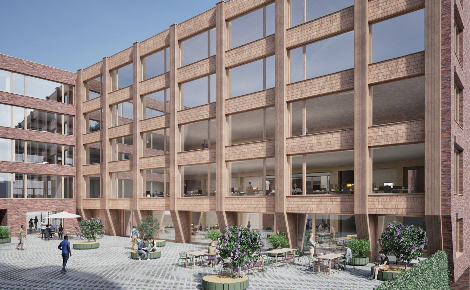 visualization inner courtyard and new wooden fasade