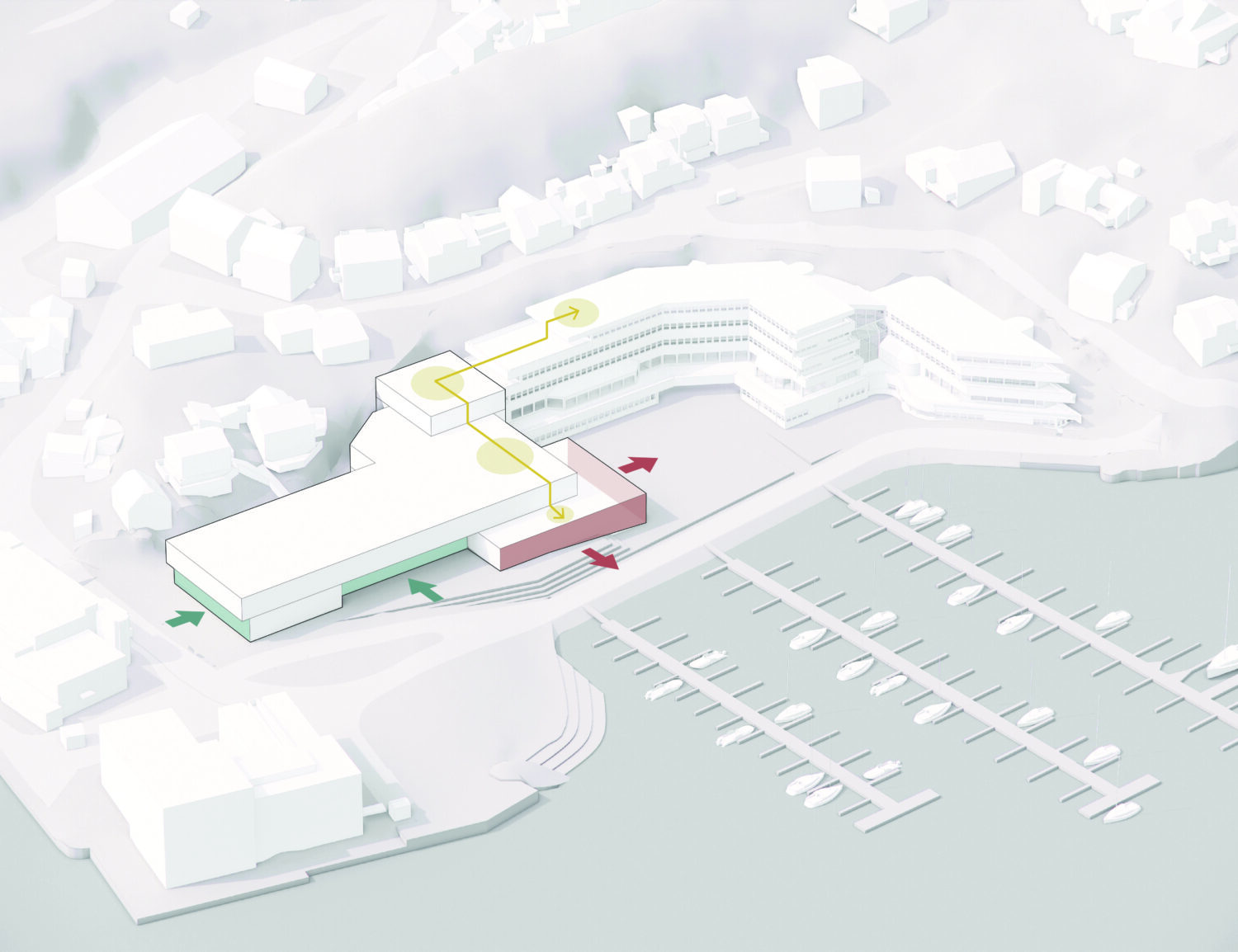 diagram showing connections to existing building and context